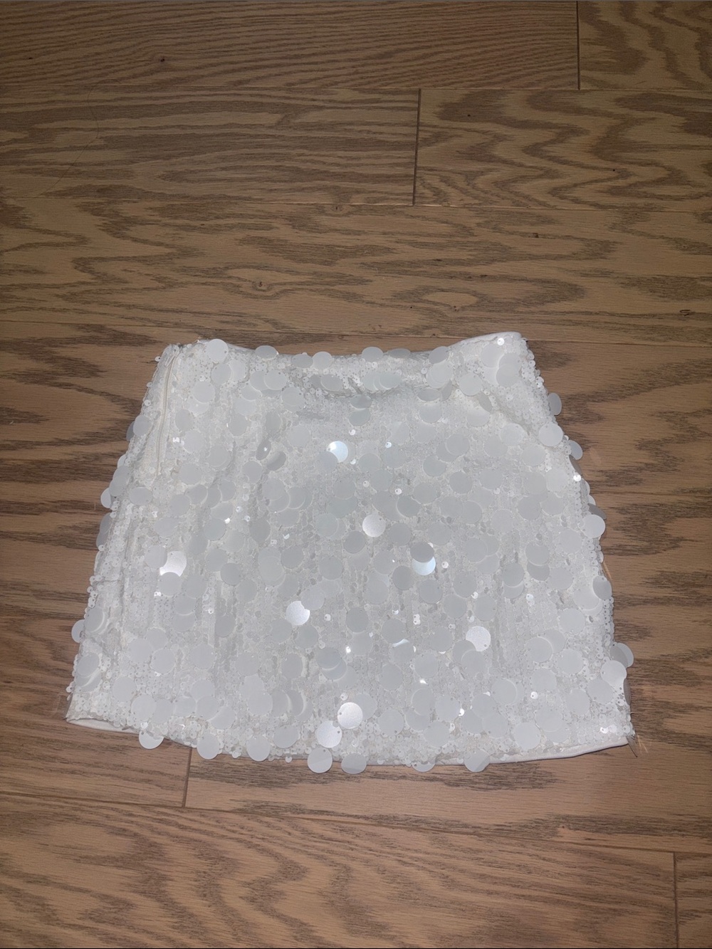 White Sequin disc Windsor Mini Skirt